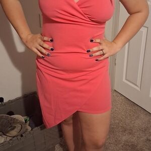 Elegant Pink Wrap Dress